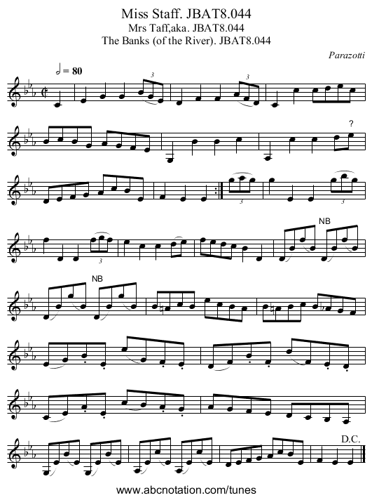 Miss Staff. JBAT8.044 - staff notation