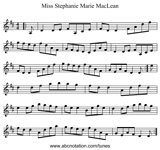 Miss Stephanie Marie MacLean - staff notation