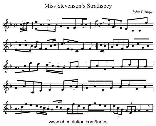 Miss Stevenson’s Strathspey - staff notation