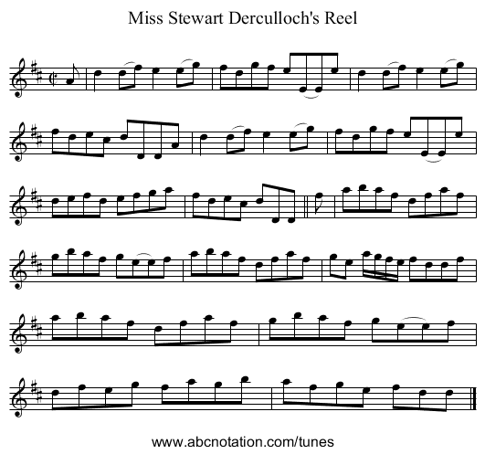 Miss Stewart Derculloch's Reel - staff notation