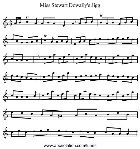 Miss Stewart Dowally's Jigg - staff notation