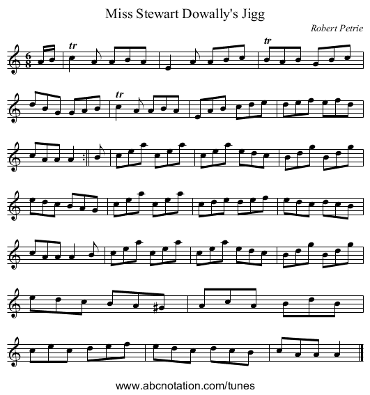 Miss Stewart Dowally's Jigg - staff notation