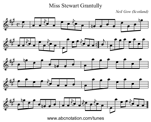 Miss Stewart Grantully - staff notation