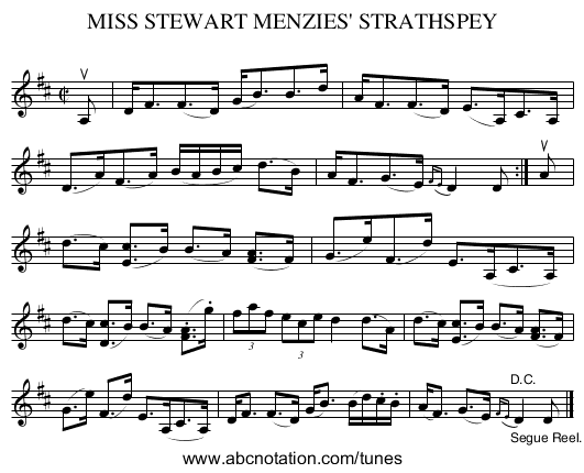 MISS STEWART MENZIES' STRATHSPEY - staff notation