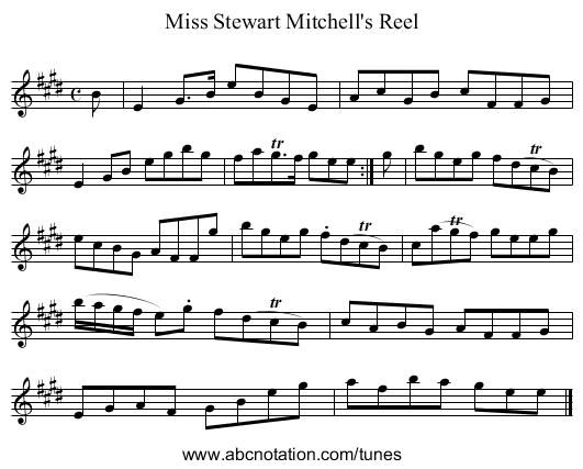 Miss Stewart Mitchell's Reel - staff notation