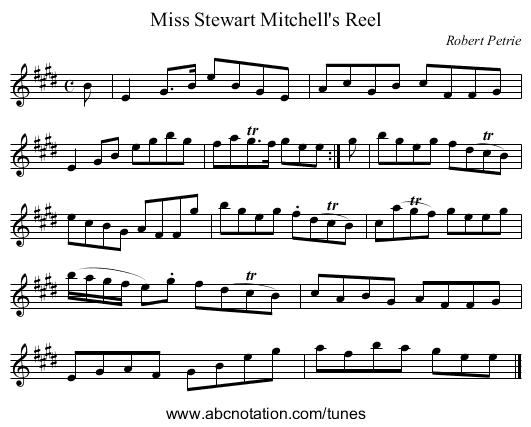 Miss Stewart Mitchell's Reel - staff notation