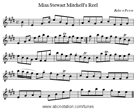 Miss Stewart Mitchell's Reel - staff notation