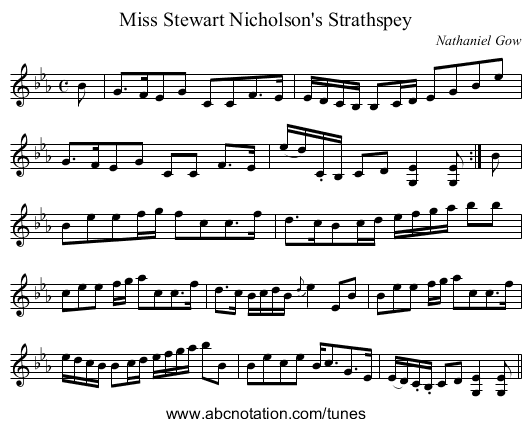 Miss Stewart Nicholson's Strathspey - staff notation