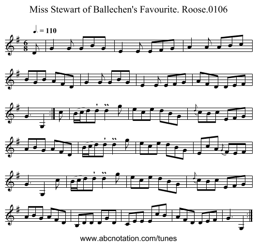 Miss Stewart of Ballechen's Favourite. Roose.0106 - staff notation
