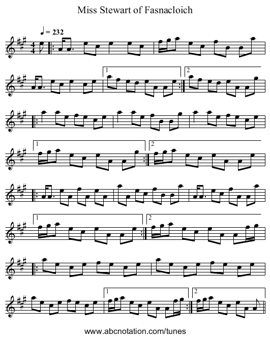 Miss Stewart of Fasnacloich - staff notation
