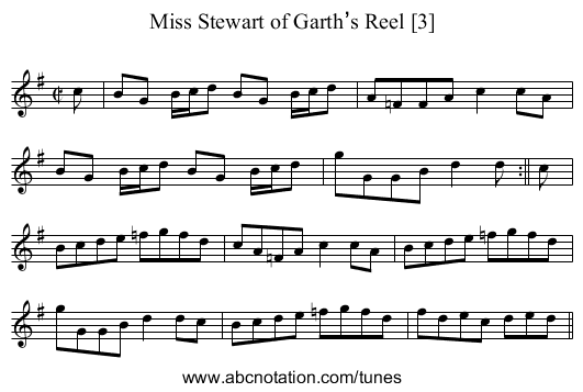 Miss Stewart of Garth’s Reel [3] - staff notation