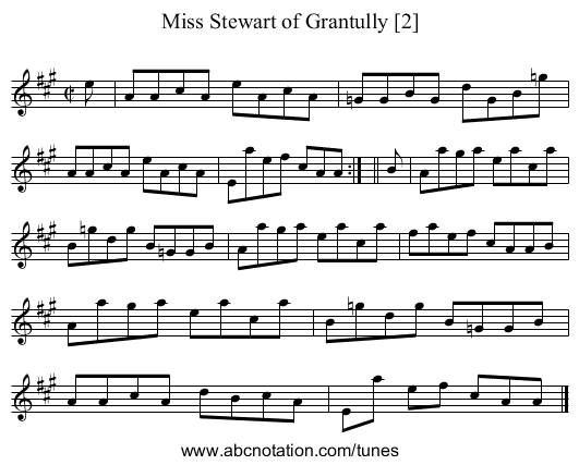 Miss Stewart of Grantully [2] - staff notation