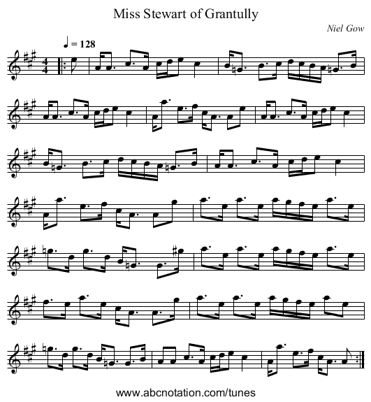 Miss Stewart of Grantully - staff notation