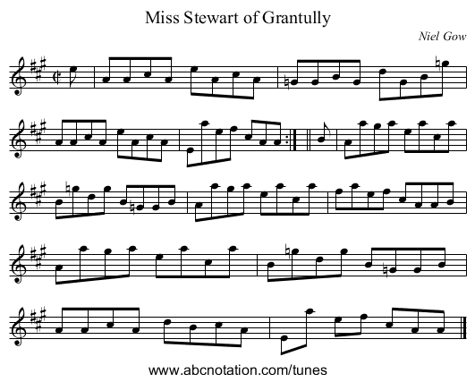 Miss Stewart of Grantully - staff notation