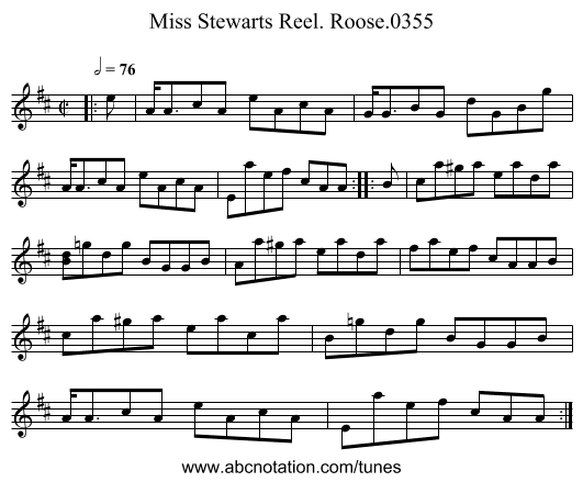 Miss Stewarts Reel. Roose.0355 - staff notation