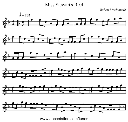 Miss Stewart's Reel - staff notation