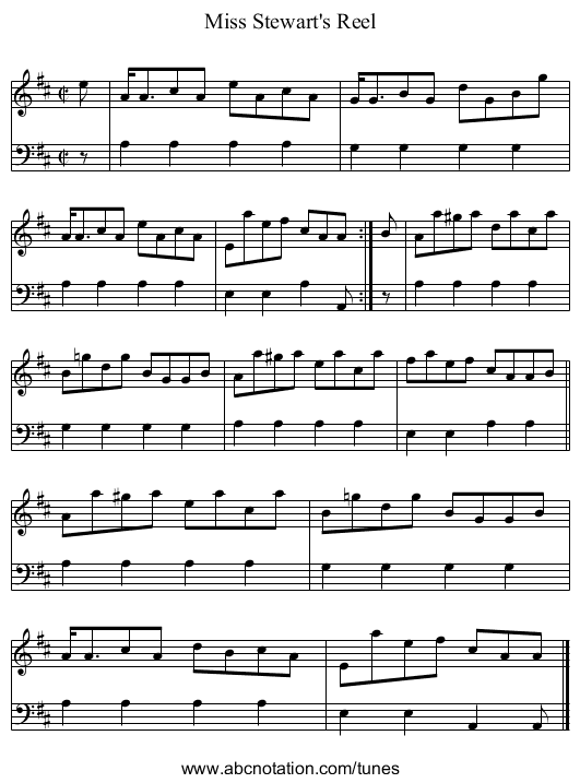 Miss Stewart's Reel - staff notation