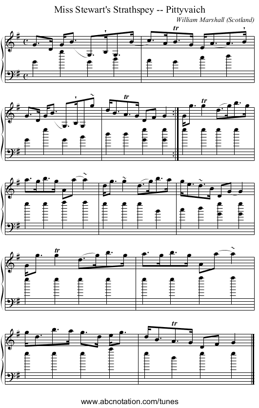 Miss Stewart's Strathspey -- Pittyvaich - staff notation