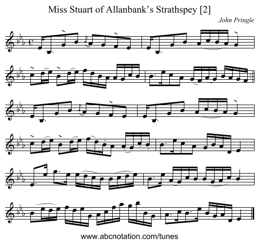 Miss Stuart of Allanbank’s Strathspey [2] - staff notation