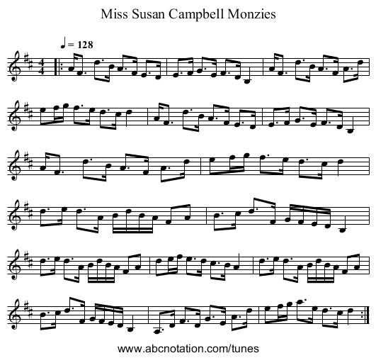 Miss Susan Campbell Monzies - staff notation