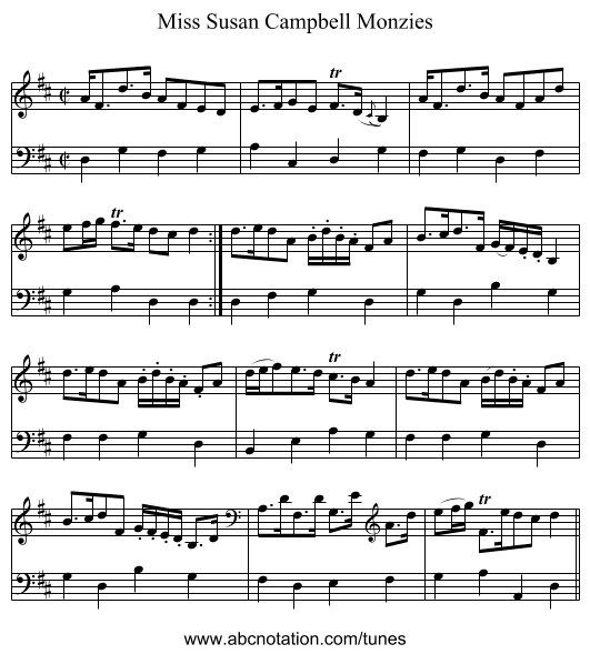 Miss Susan Campbell Monzies - staff notation