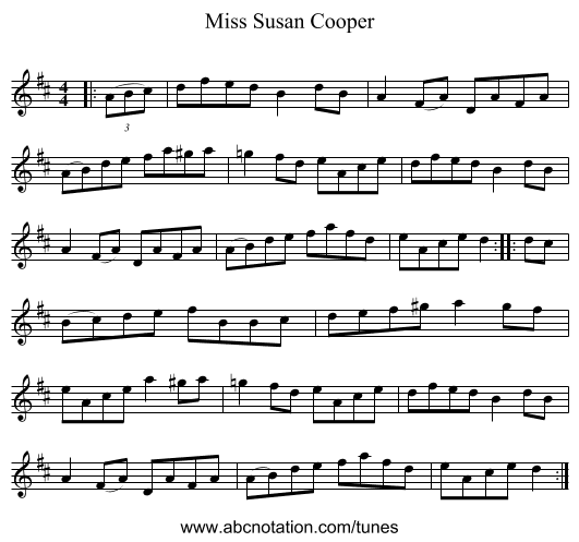 Miss Susan Cooper - staff notation