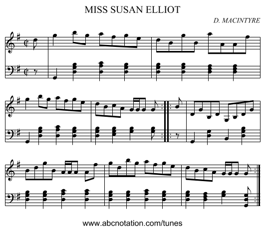 MISS SUSAN ELLIOT - staff notation