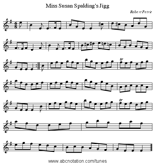 Miss Susan Spalding's Jigg - staff notation
