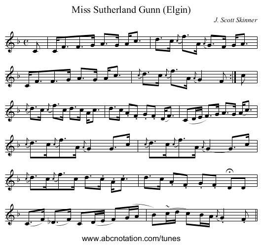 Miss Sutherland Gunn (Elgin) - staff notation