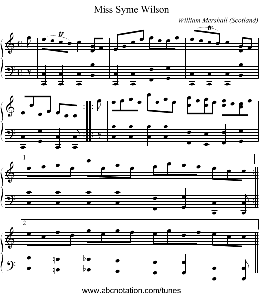 Miss Syme Wilson - staff notation