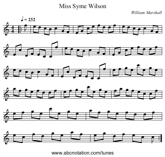 Miss Syme Wilson - staff notation