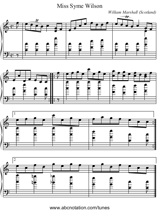 Miss Syme Wilson - staff notation