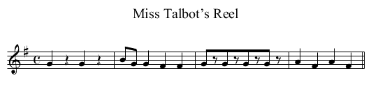 Miss Talbot’s Reel - staff notation