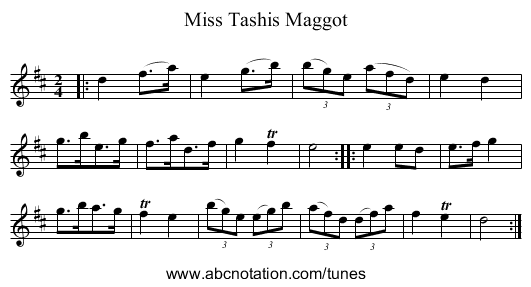 Miss Tashis Maggot - staff notation
