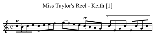 Miss Taylor's Reel - Keith [1] - staff notation