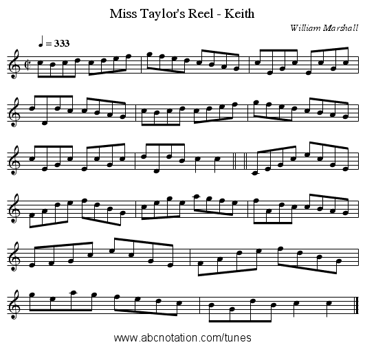 Miss Taylor's Reel - Keith - staff notation