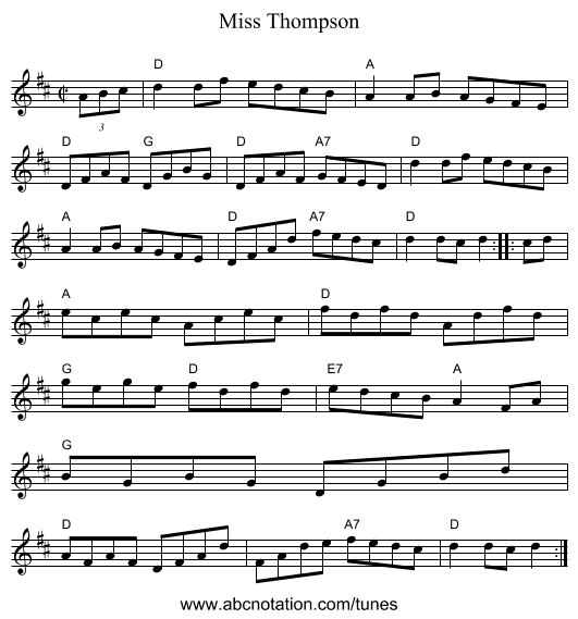 Miss Thompson - staff notation