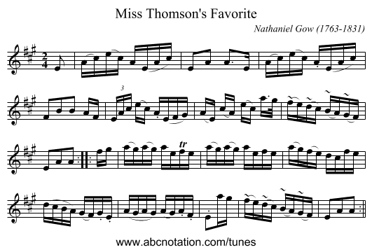 Miss Thomson's Favorite - staff notation