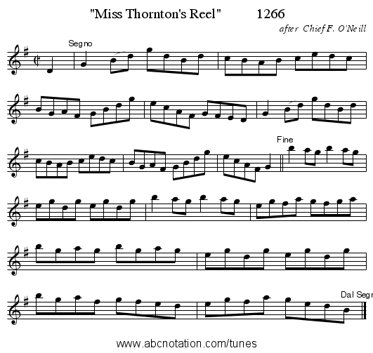 Miss Thornton's Reel          1266 - staff notation