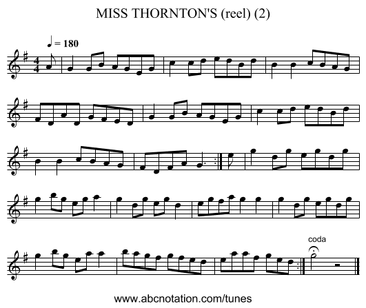 MISS THORNTON'S (reel) (2) - staff notation