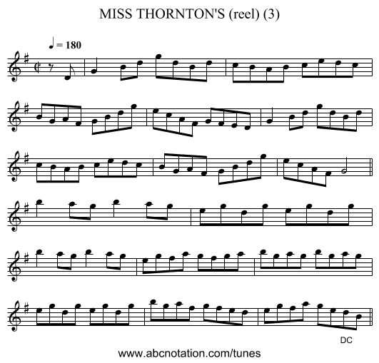 MISS THORNTON'S (reel) (3) - staff notation