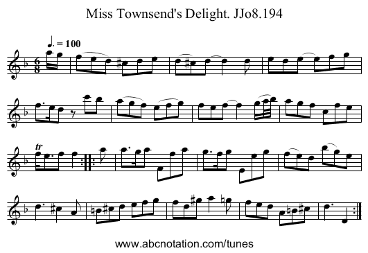 Miss Townsend's Delight. JJo8.194 - staff notation