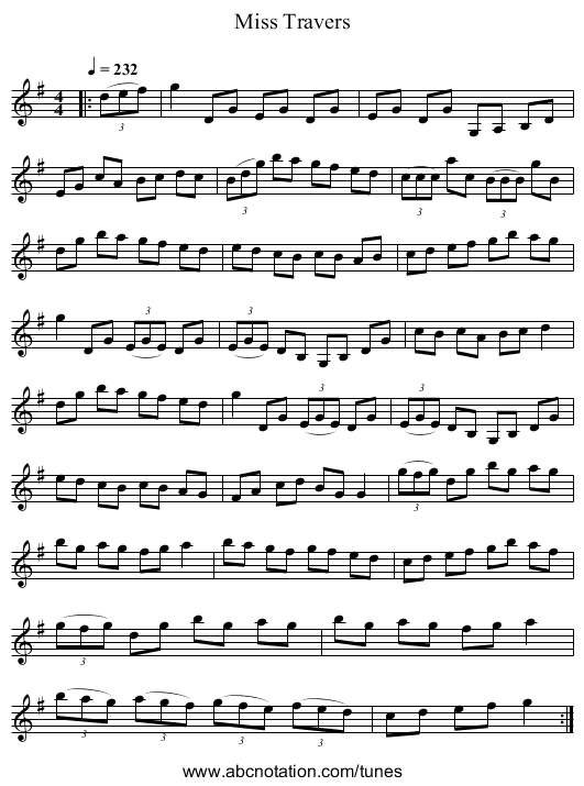 Miss Travers - staff notation