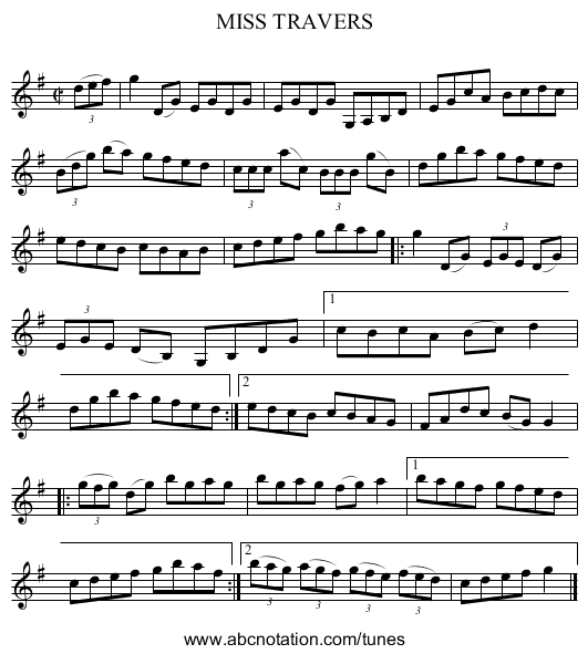 MISS TRAVERS - staff notation