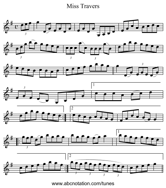 Miss Travers - staff notation