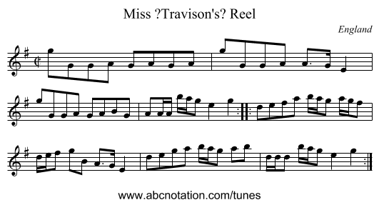 Miss ?Travison's? Reel - staff notation