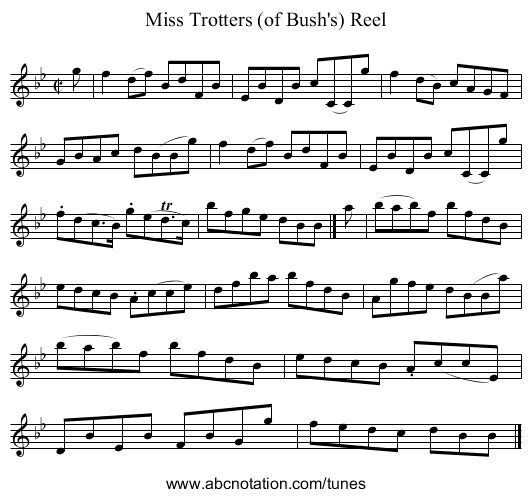 Miss Trotters (of Bush's) Reel - staff notation