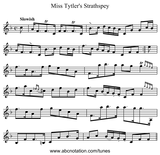 Miss Tytler's Strathspey - staff notation
