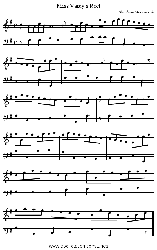 Miss Vardy's Reel - staff notation