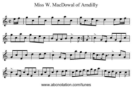 Miss W. MacDowal of Arndilly - staff notation